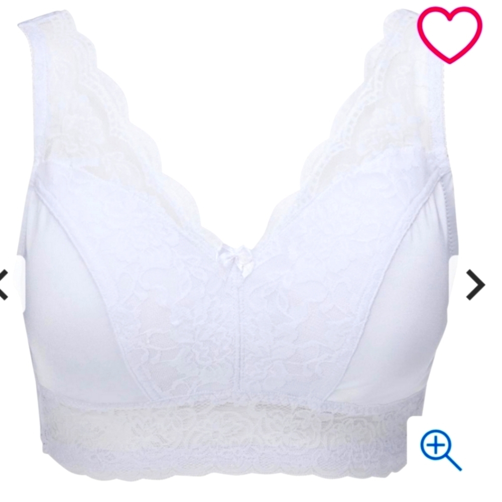 Rhonda Shear Classic Lace Trim Pin-up Bra - White 87564, NWT